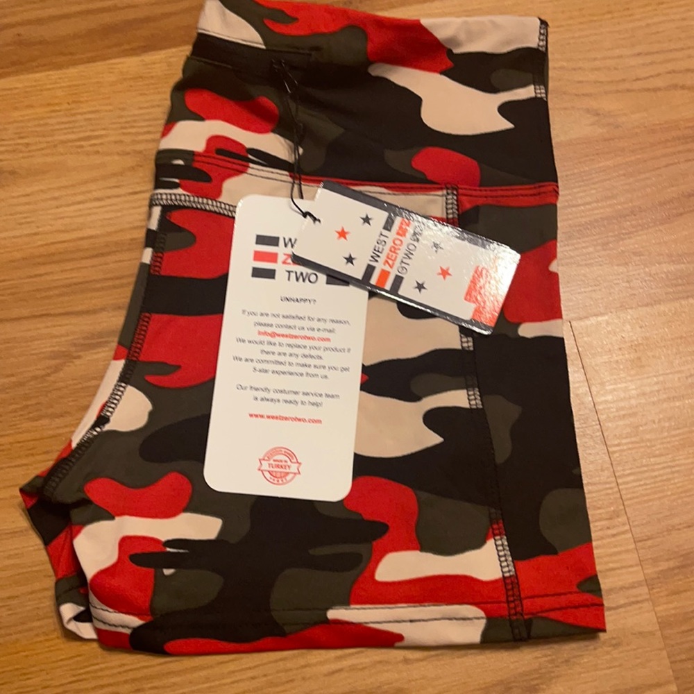 Red Camo workout shorts size medium